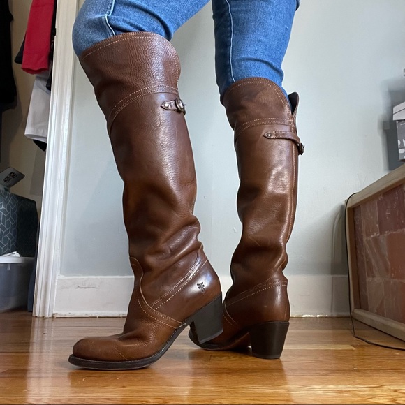 Frye Brown Leather Boots Size 7 - Picture 3 of 16